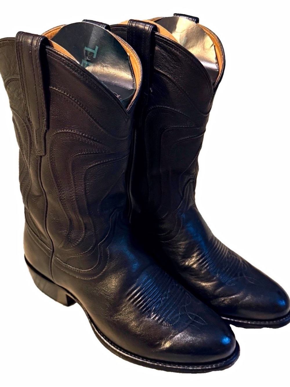 Tecovas “The Cartwright” midnight calfskin Leather Cowboy Boots size 8EE
